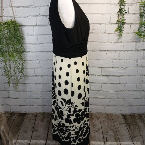 WOMENS JESSICA HOWARD AFTER 5 BLACK AND WHITE SLEEVELESS V-NECK DRESS, SIZE 10P - Picture 8 of 9